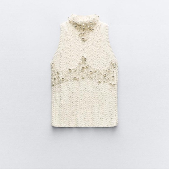 ZARA knitwear top with faux pearls - Picture 3 of 6